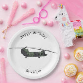 チヌーク軍のヘリコプター漫画イラストレーション ペーパープレート (パーティー)