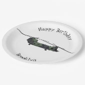 チヌーク軍のヘリコプター漫画イラストレーション ペーパープレート (アングル)