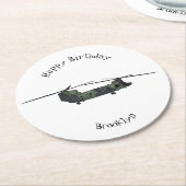 チヌーク軍のヘリコプター漫画イラストレーション ラウンドペーパーコースター (アングル)