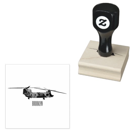 チヌーク軍のヘリコプター漫画イラストレーション ラバースタンプ (押印)