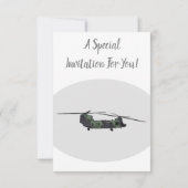 チヌーク軍のヘリコプター漫画イラストレーション 招待状 (裏面)
