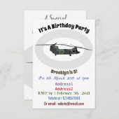 チヌーク軍のヘリコプター漫画イラストレーション 招待状 (正面/裏面)