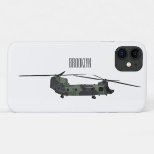 チヌーク軍のヘリコプター漫画イラストレーション iPhone 11 ケース