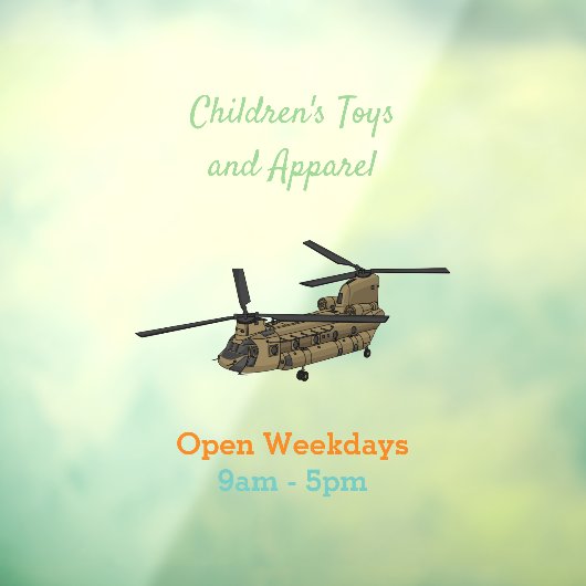 チヌーク軍隊ヘリコプターイラストレーション ウィンドウサイン (シート3)