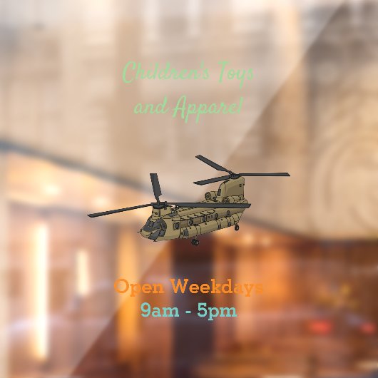 チヌーク軍隊ヘリコプターイラストレーション ウィンドウサイン (シート2)