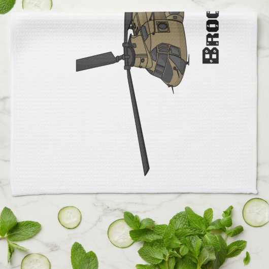 チヌーク軍隊ヘリコプターイラストレーション キッチンタオル (折り畳み)