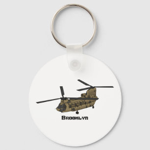 チヌーク軍隊ヘリコプターイラストレーション キーホルダー