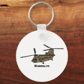 チヌーク軍隊ヘリコプターイラストレーション キーホルダー (正面)