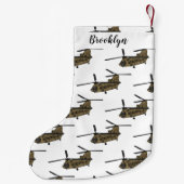 チヌーク軍隊ヘリコプターイラストレーション スモールクリスマスストッキング (裏面)
