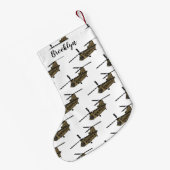 チヌーク軍隊ヘリコプターイラストレーション スモールクリスマスストッキング (裏面 (吊り時))