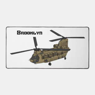チヌーク軍隊ヘリコプターイラストレーション デスクマット
