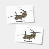 チヌーク軍隊ヘリコプターイラストレーション バッジ (正面＆裏面)