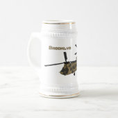 チヌーク軍隊ヘリコプターイラストレーション ビールジョッキ (正面左)