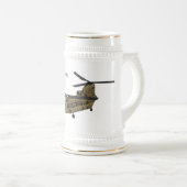 チヌーク軍隊ヘリコプターイラストレーション ビールジョッキ (正面右)