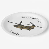 チヌーク軍隊ヘリコプターイラストレーション ペーパープレート (アングル)