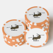 チヌーク軍隊ヘリコプターイラストレーション ポーカーチップ (積み重ね)