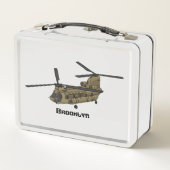 チヌーク軍隊ヘリコプターイラストレーション メタルランチボックス (裏面)