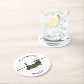 チヌーク軍隊ヘリコプターイラストレーション ラウンドペーパーコースター (インサイチュ)