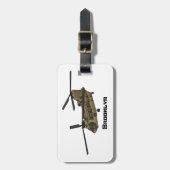 チヌーク軍隊ヘリコプターイラストレーション ラゲッジタグ (正面縦)