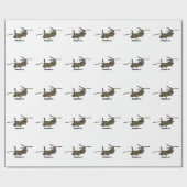 チヌーク軍隊ヘリコプターイラストレーション ラッピングペーパー (フラット)