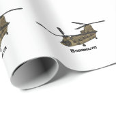 チヌーク軍隊ヘリコプターイラストレーション ラッピングペーパー (ロールコーナー)