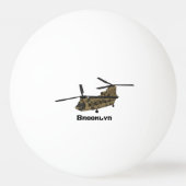 チヌーク軍隊ヘリコプターイラストレーション 卓球ボール (裏面)