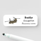 チヌーク軍隊ヘリコプターイラストレーション 名札 (インサイチュ)