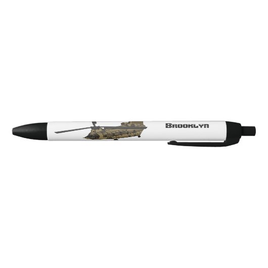 チヌーク軍隊ヘリコプターイラストレーション 黒ボールペン (ボトム)