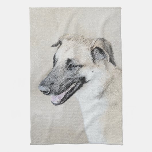 チヌーク(ヘリコプターイ絵画アーズ)犬芸術 キッチンタオル (縦)
