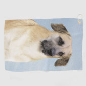 チヌーク(耳を落とし絵画た) - オリジナルドッグアート ゴルフタオル (横)