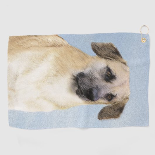 チヌーク(耳を落とし絵画た) - オリジナルドッグアート ゴルフタオル (横)