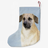 チヌーク(耳を落とし絵画た) - オリジナルドッグアート スモールクリスマスストッキング (裏面)