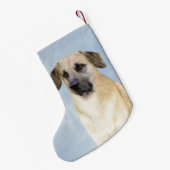 チヌーク(耳を落とし絵画た) - オリジナルドッグアート スモールクリスマスストッキング (裏面 (吊り時))