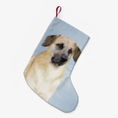 チヌーク(耳を落とし絵画た) - オリジナルドッグアート スモールクリスマスストッキング (正面 (吊り時))
