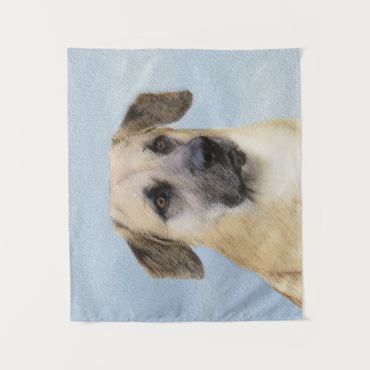 チヌーク(耳を落とし絵画た) - オリジナルドッグアート タペストリー (正面)