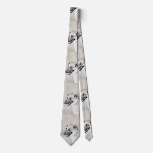 チヌーク(耳を落とし絵画た) - オリジナルドッグアート ネクタイ (正面)