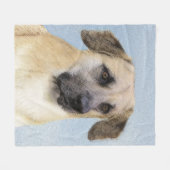 チヌーク(耳を落とし絵画た) - オリジナルドッグアート フリースブランケット (正面(横))