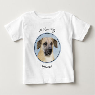 チヌーク(耳を落とし絵画た) - オリジナルドッグアート ベビーTシャツ