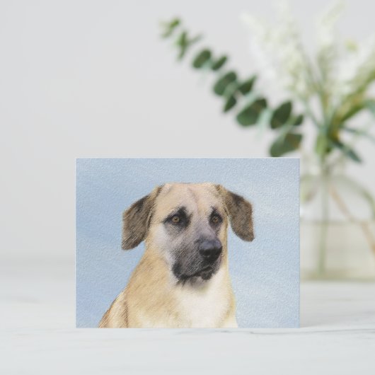 チヌーク(耳を落とし絵画た) - オリジナルドッグアート ポストカード (スタンド正面)