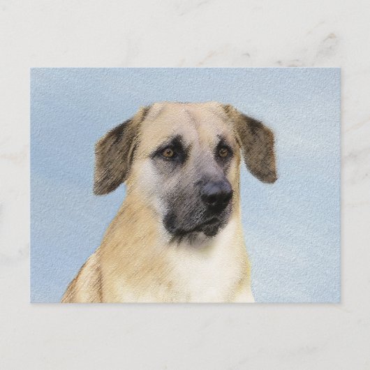 チヌーク(耳を落とし絵画た) - オリジナルドッグアート ポストカード (正面)