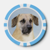 チヌーク(耳を落とし絵画た) - オリジナルドッグアート ポーカーチップ (正面)