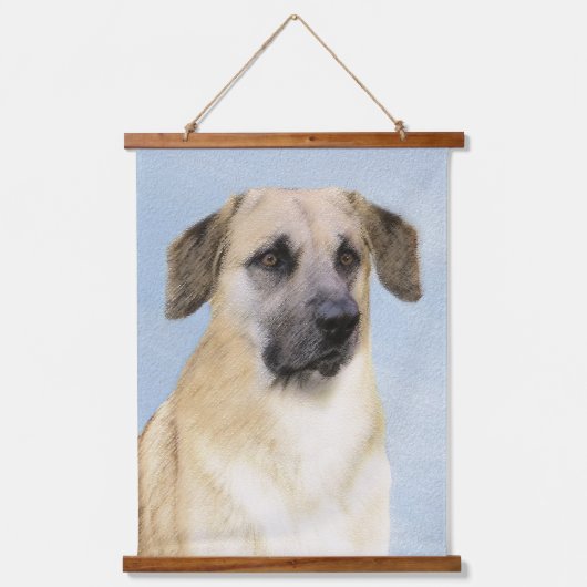 チヌーク(耳を落とし絵画た) - オリジナルドッグアート 吊り下げ型タペストリー (正面)