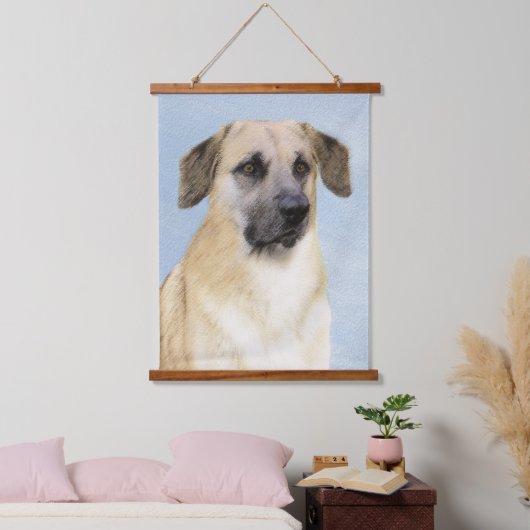 チヌーク(耳を落とし絵画た) - オリジナルドッグアート 吊り下げ型タペストリー (寝室)