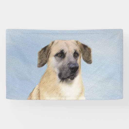 チヌーク(耳を落とし絵画た) - オリジナルドッグアート 横断幕 (横)