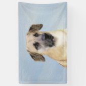 チヌーク(耳を落とし絵画た) - オリジナルドッグアート 横断幕 (縦)