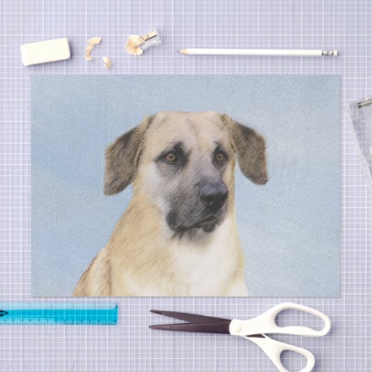 チヌーク(耳を落とし絵画た) - オリジナルドッグアート 薄葉紙 (クラフト)