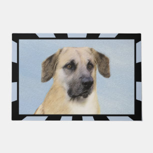 チヌーク(落絵画ちた耳)のオリジナル犬芸術 ドアマット
