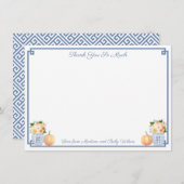 チノアイセリーシックカボンプキンス花模様ウェディングシャワー サンキューカード (正面/裏面)