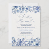 チノアイビクトリアンスリー何か青ブライダルシャワー 招待状 (正面)