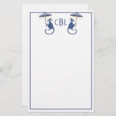 チノイスリーのサルモノグラムの文房具 便箋 (正面/裏面)